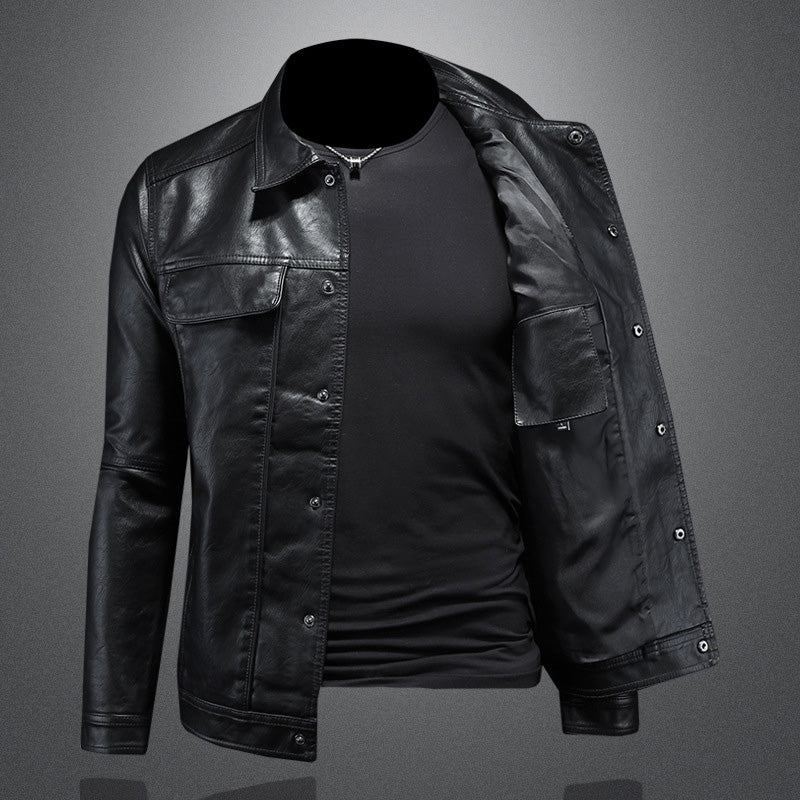 Lederjacke | Kunstleder | Button-Up | Herren Lederjacke | Bikerjacke-Chaps Herrenmode