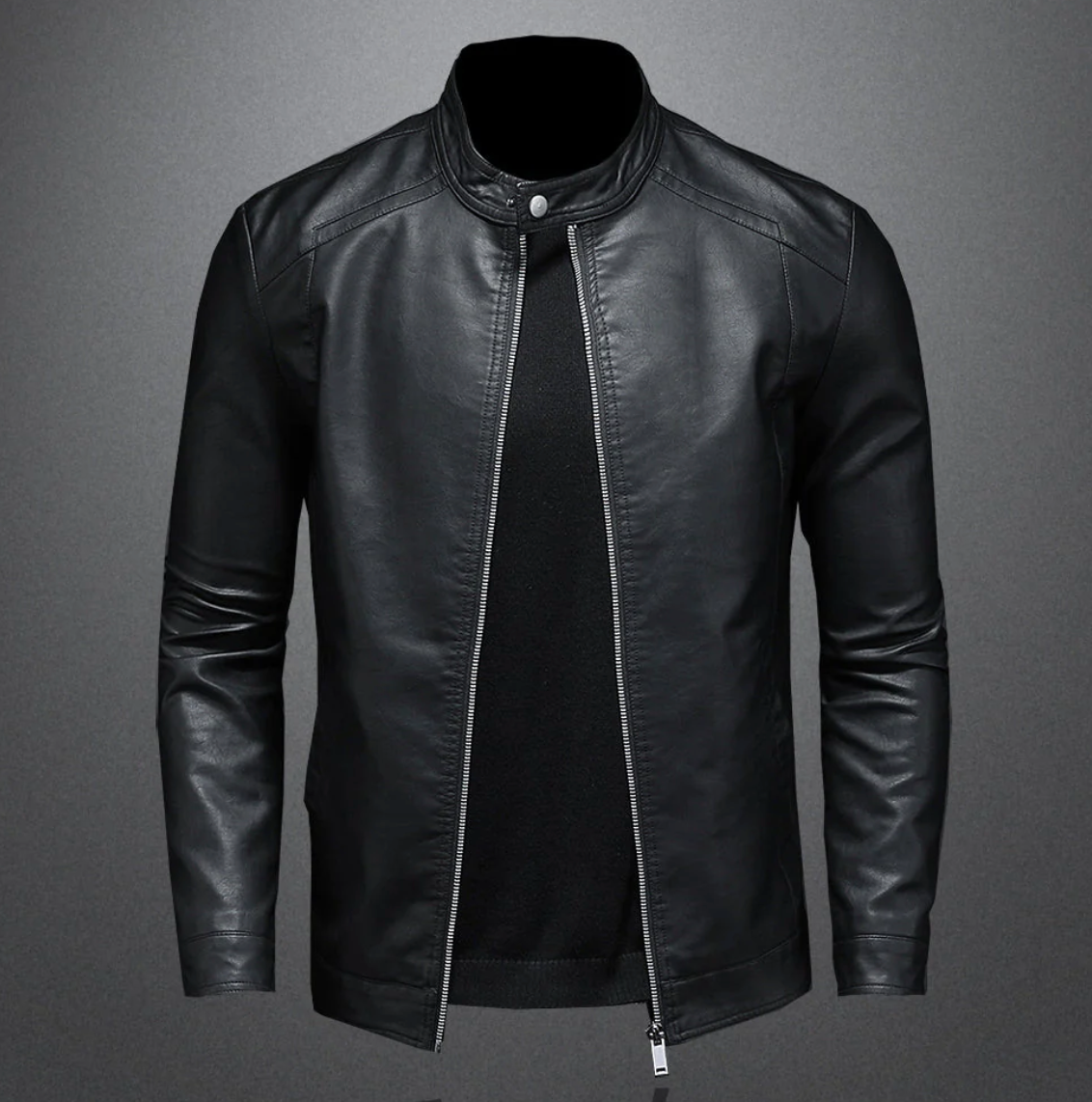 Lederjacke – Reißverschluss – Slim Fit – Bikerjacke – Herren-Lederjacke-S-Chaps Herrenmode
