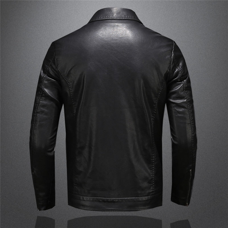 Lederjacke | Schmaler Schnitt | Reißverschluss | Schwarze Jacke | Herren-Lederjacke-Chaps Herrenmode