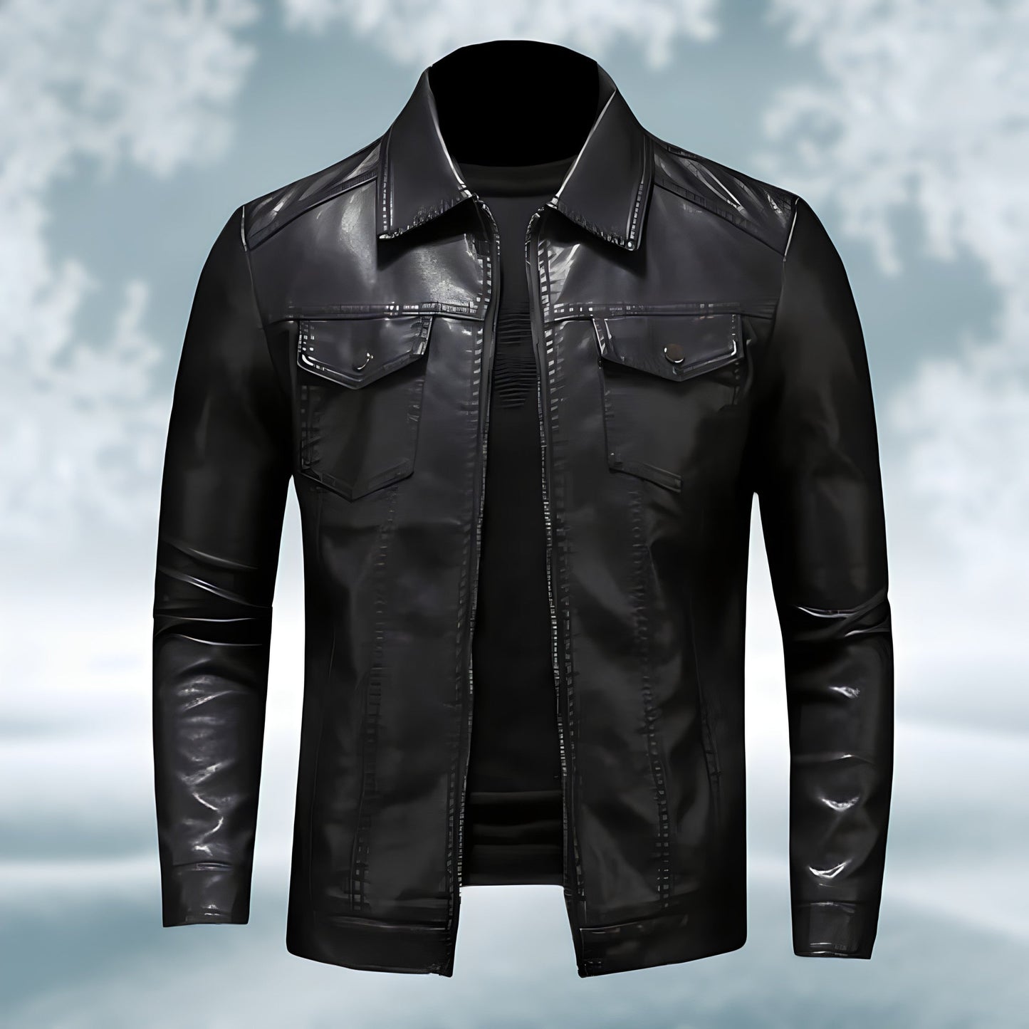 Lederjacke - Slim Zip-Up Stretch Lederjacke für Männer-Chaps Herrenmode