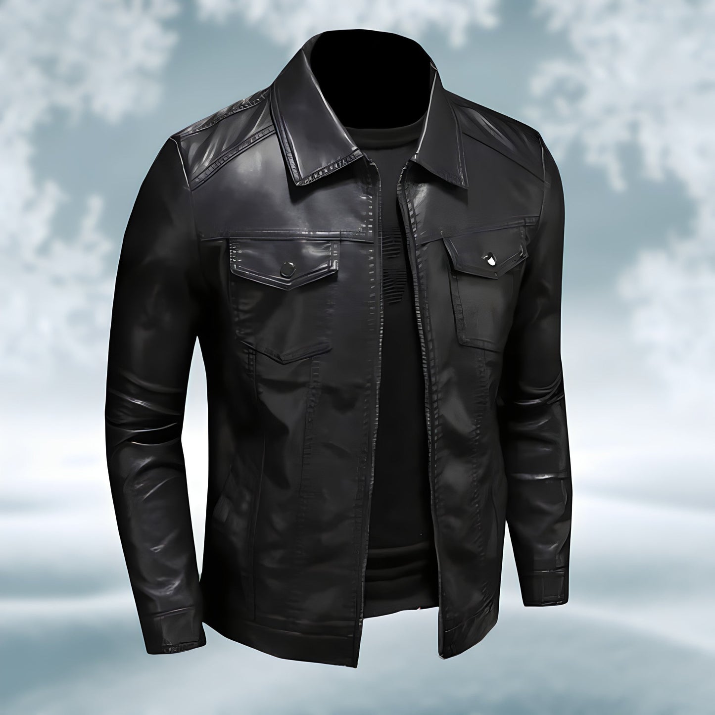Lederjacke - Slim Zip-Up Stretch Lederjacke für Männer-Chaps Herrenmode