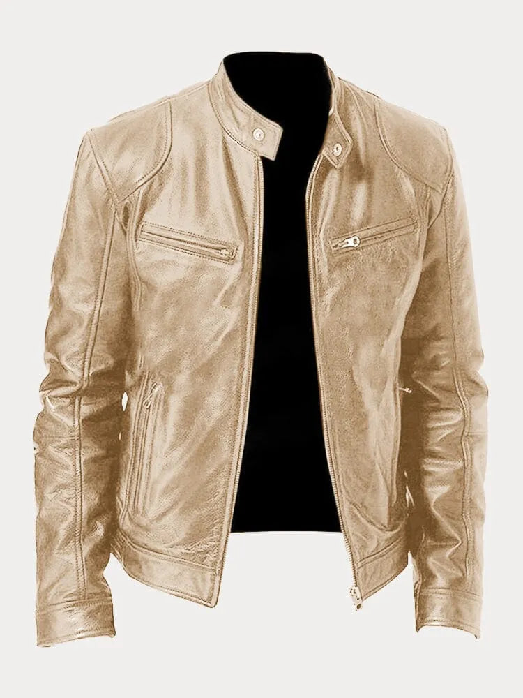 Lederjacke | Zip-Up | Regular Fit | Bikerjacke | Herren Lederjacke-Gold-S-Chaps Herrenmode