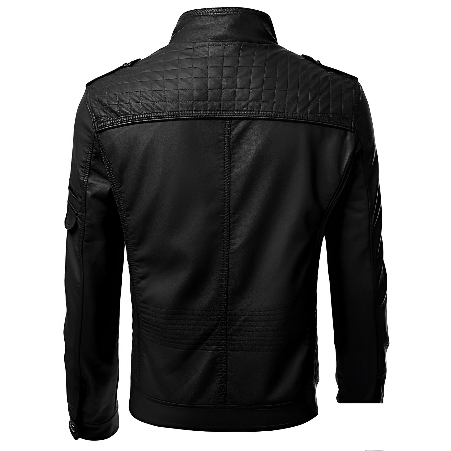 Lederjacke - Zip-Up - Stehkragen - Bikerjacke - Herren Lederjacke-Chaps Herrenmode