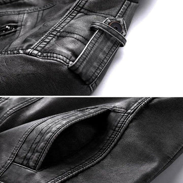Lederjacke - Zip-Up - Stehkragen - Schwarze Lederjacke - Herrenjacke-Chaps Herrenmode