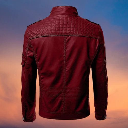 Lederjacke – mit Reißverschluss – Gefüttert – Bikerjacke – Herrenlederjacke-Chaps Herrenmode