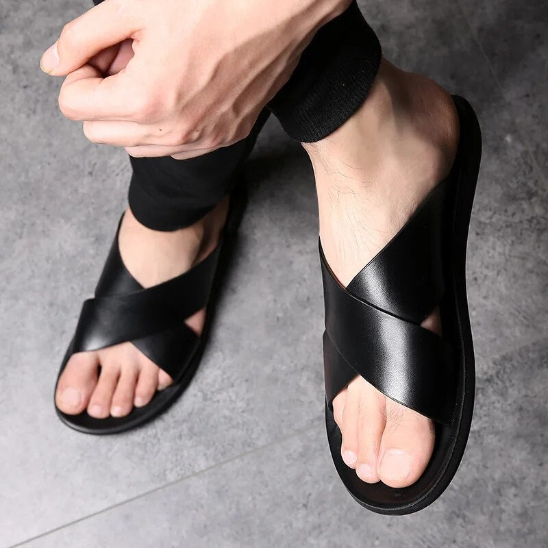 Lederrutschen | Sommer | Slipper | Lederpantoffeln | Herrensandalen-Chaps Herrenmode
