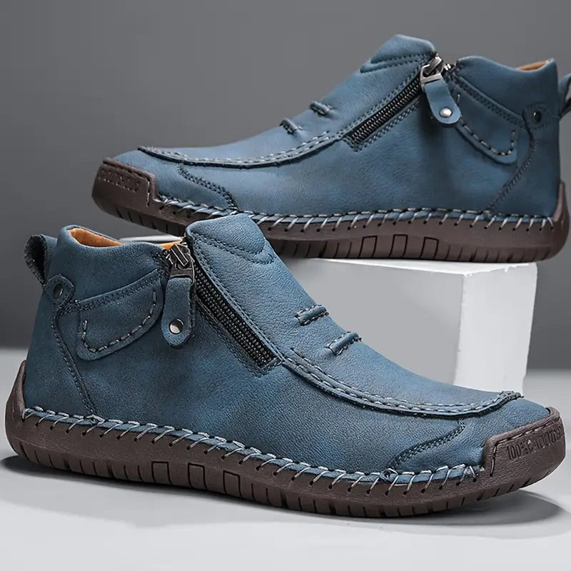 Lederschuhe - Rutschfest - Orthopädisch - Lederstiefel - Herrenschuhe-Blau-38-Chaps Herrenmode