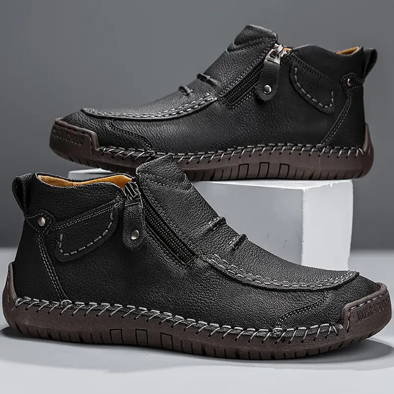 Lederschuhe - Rutschfest - Orthopädisch - Lederstiefel - Herrenschuhe-Schwarz-38-Chaps Herrenmode