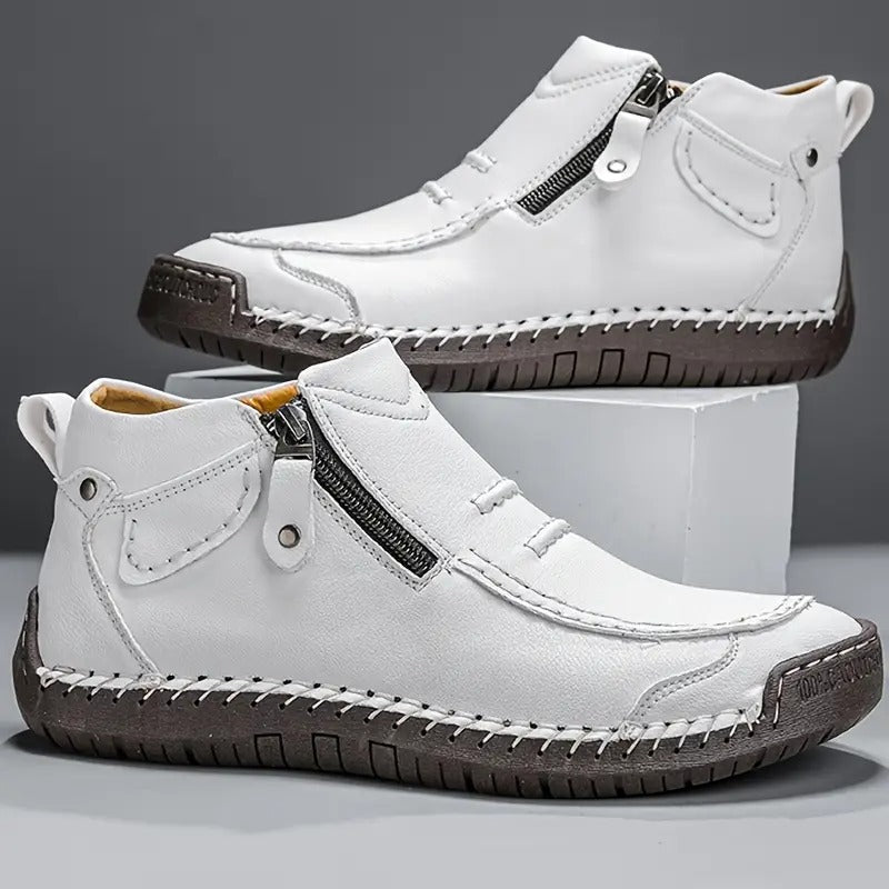 Lederschuhe - Rutschfest - Orthopädisch - Lederstiefel - Herrenschuhe-Weiß-38-Chaps Herrenmode