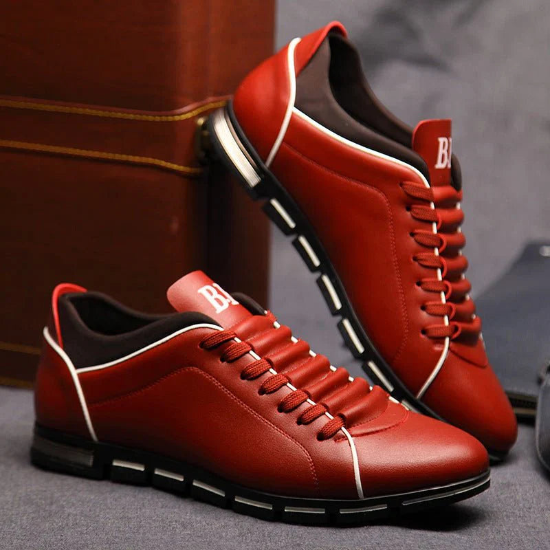 Lederschuhe – Slip-On – Leder – Sneakers – Freizeitschuhe für Herren-Rot-38-Chaps Herrenmode