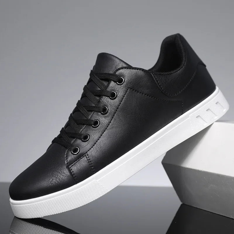 Ledersneakers | Lässig | Schnürsenkel | Trendy Sneakers | Herrensneakers-Schwarz-38-Chaps Herrenmode