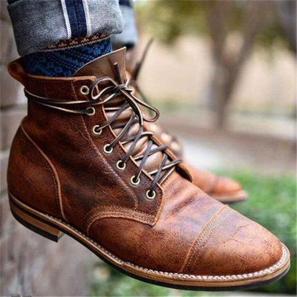 Lederstiefel | Braun | Schnürstiefel | Stiefeletten | Herrenstiefel-Chaps Herrenmode
