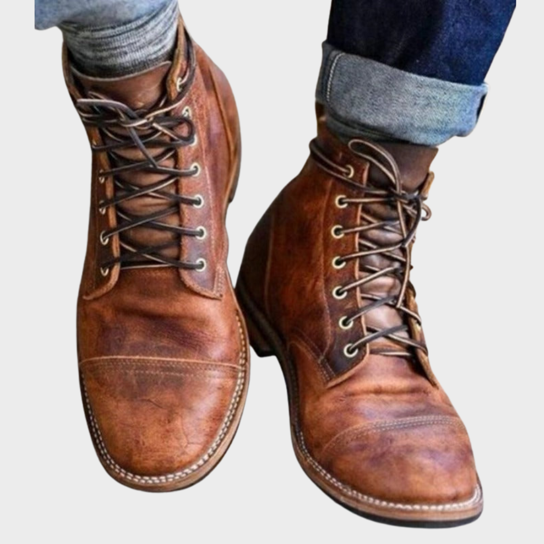 Lederstiefel | Braun | Schnürstiefel | Stiefeletten | Herrenstiefel-Chaps Herrenmode