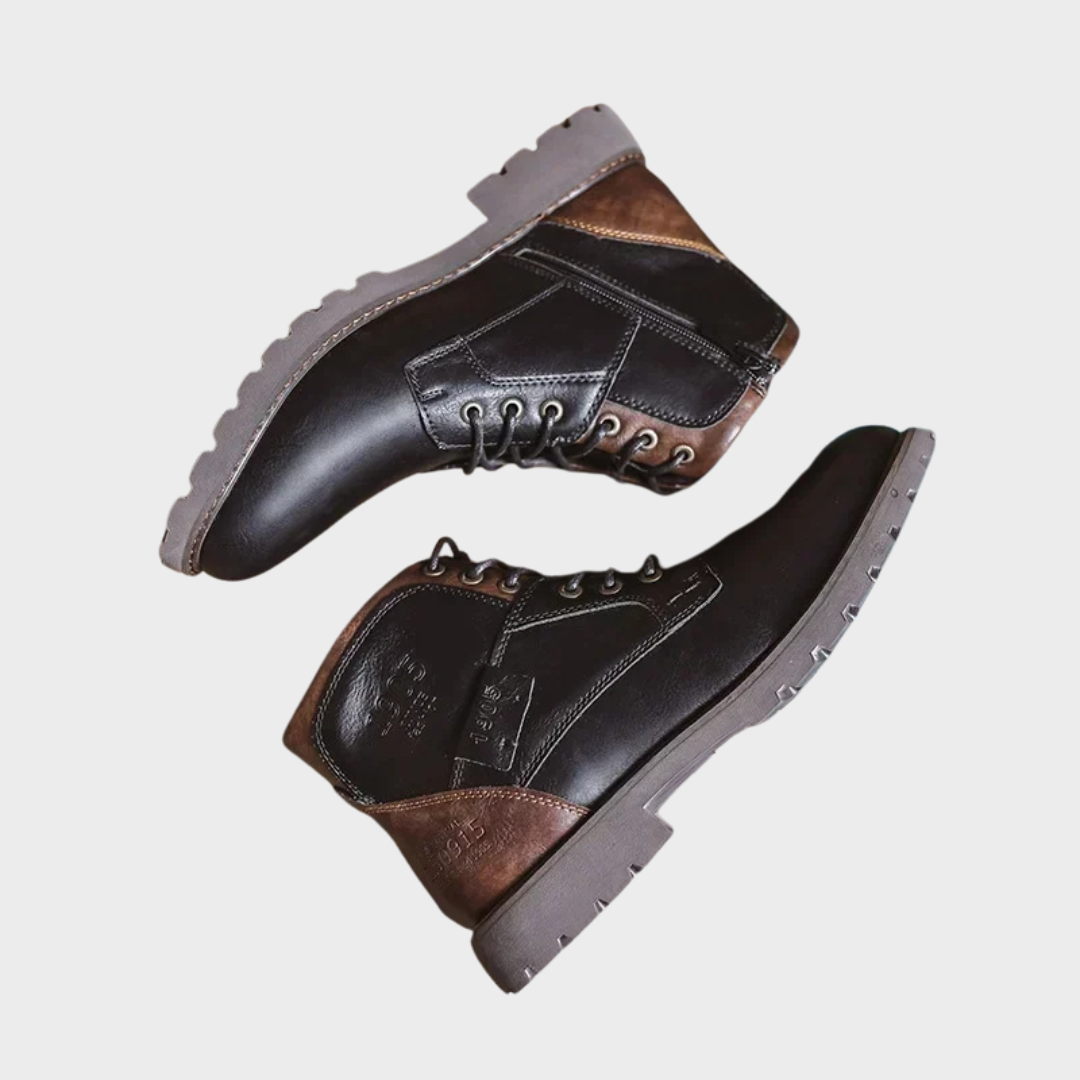 Lederstiefel - Schwarze und braune Schnürstiefeletten für Männer-Chaps Herrenmode