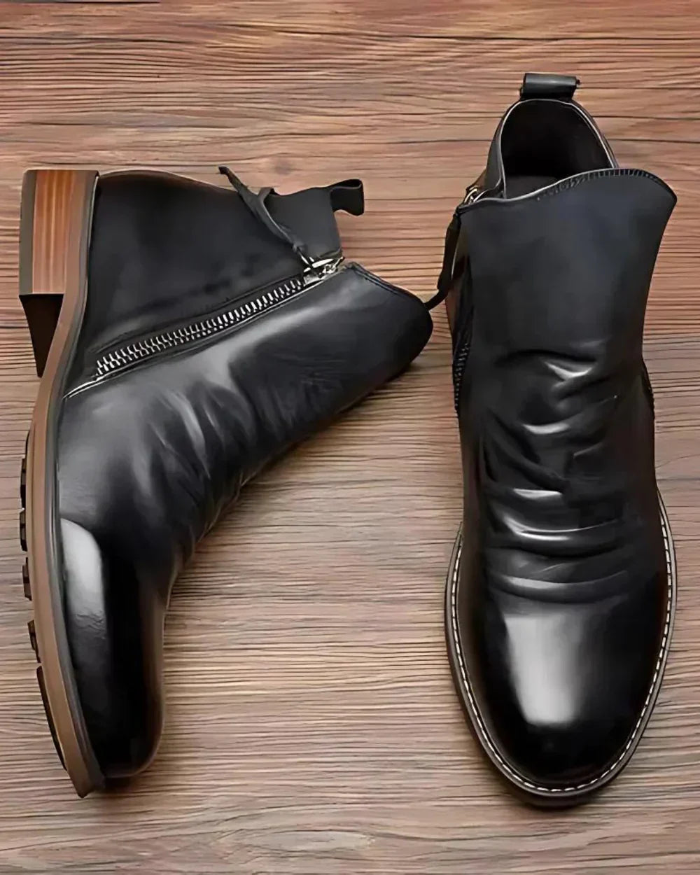 Lederstiefel – Stylisch – Reißverschluss – Stiefeletten – Herrenstiefel-Chaps Herrenmode
