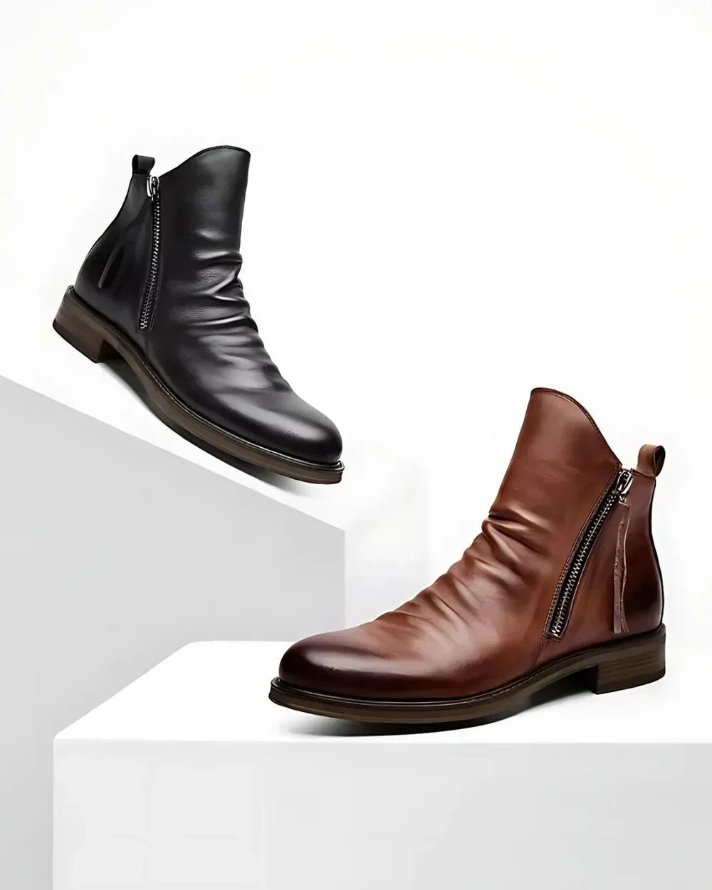 Lederstiefel – Stylisch – Reißverschluss – Stiefeletten – Herrenstiefel-Chaps Herrenmode