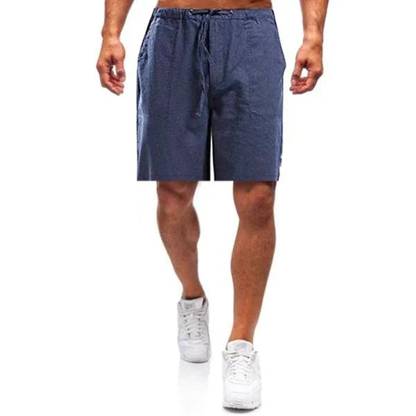 Leinen Shorts | Loose Fit | Drawstring | Sommer Shorts | Herren Shorts-Blau-S-Chaps Herrenmode