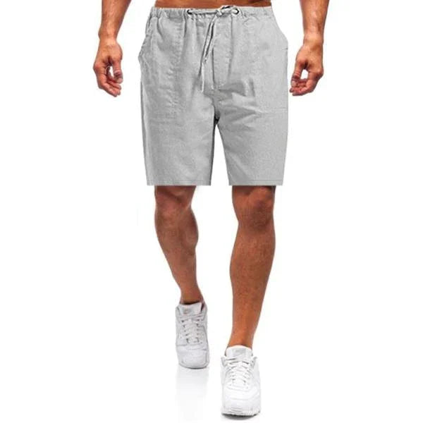 Leinen Shorts | Loose Fit | Drawstring | Sommer Shorts | Herren Shorts-Hellgrau-S-Chaps Herrenmode