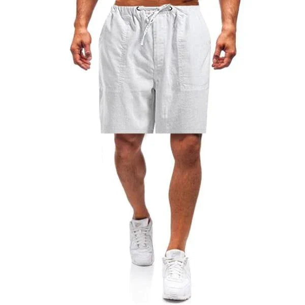 Leinen Shorts | Loose Fit | Drawstring | Sommer Shorts | Herren Shorts-Weiß-S-Chaps Herrenmode