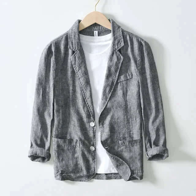 Leinenblazer – Leichte, lässige Einreiher-Blazerjacke für Herren-Grau-M-Chaps Herrenmode