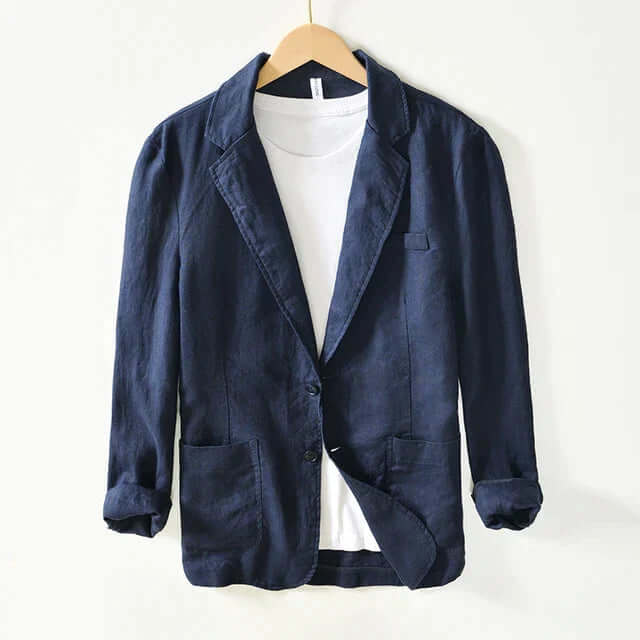 Leinenblazer – Leichte, lässige Einreiher-Blazerjacke für Herren-Marineblau-M-Chaps Herrenmode