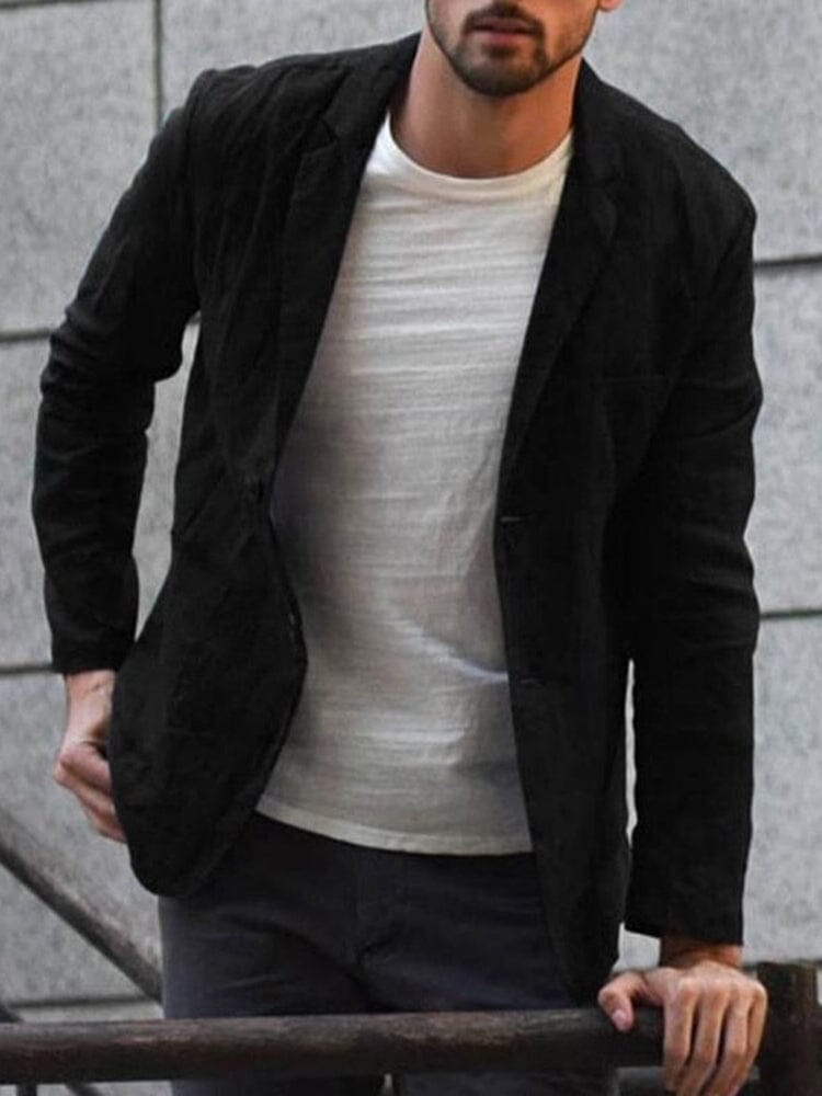 Leinenblazer - Leichtgewicht - Einreihig - Herrenblazer - Balzerjacke-Schwarz-M-Chaps Herrenmode