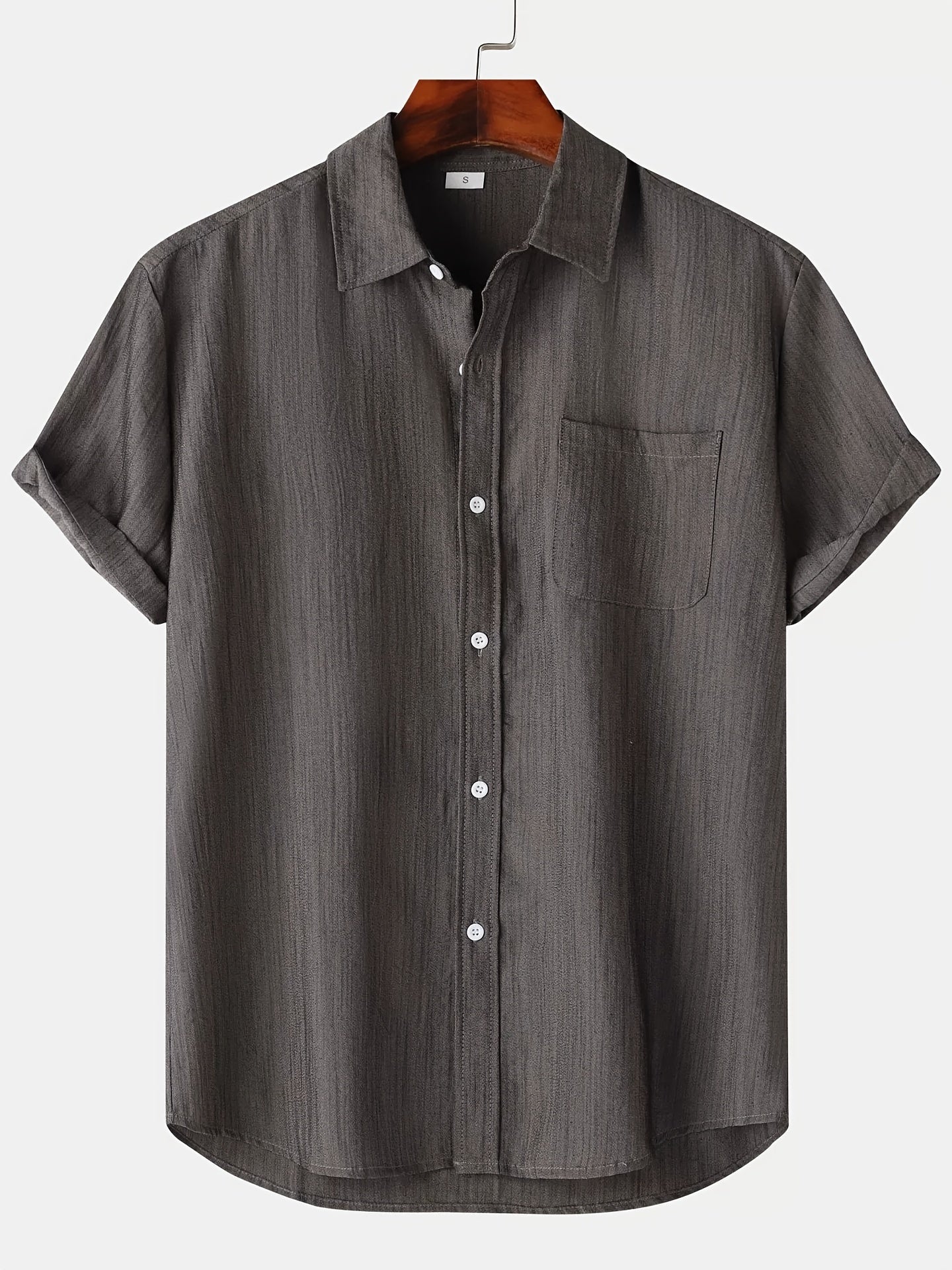 Leinenhemd - Kurzarm - Button-Up - Sommerhemd - Herrenhemden-Grau-S-Chaps Herrenmode