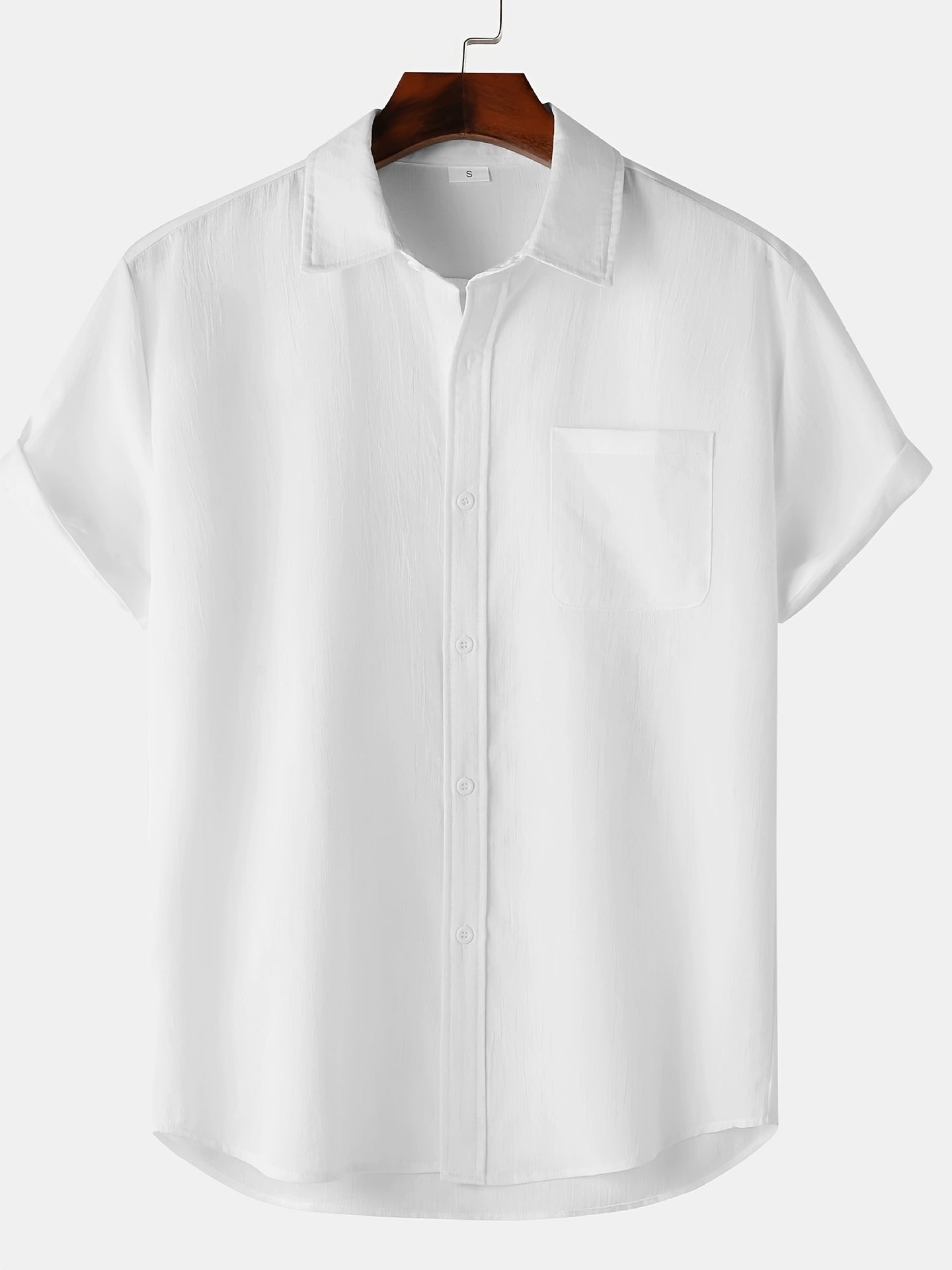 Leinenhemd - Kurzarm - Button-Up - Sommerhemd - Herrenhemden-Weiß-S-Chaps Herrenmode