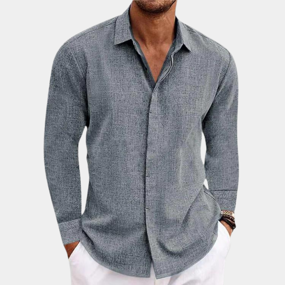 Leinenhemd - Sommer - Lange Ärmel - Hemd mit Knopfleiste - Herrenhemd-Chaps Herrenmode