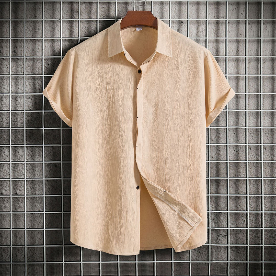 Leinenhemd | geknöpft | leicht | Kurzarmhemd | Sommerkleidung für Männer-Khaki-M-Chaps Herrenmode