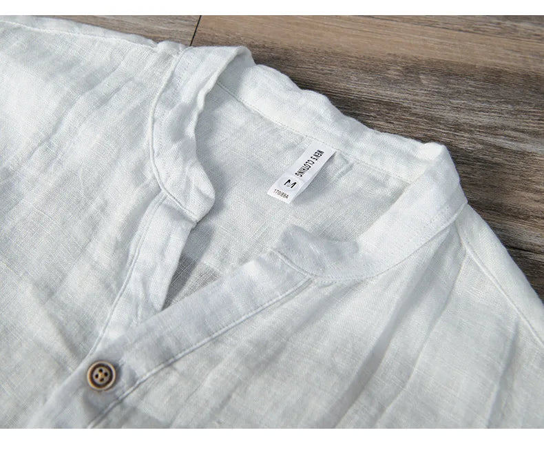 Leinenhemd – mit Knöpfen – leicht – Kurzarmhemd – Herrenhemden-Chaps Herrenmode