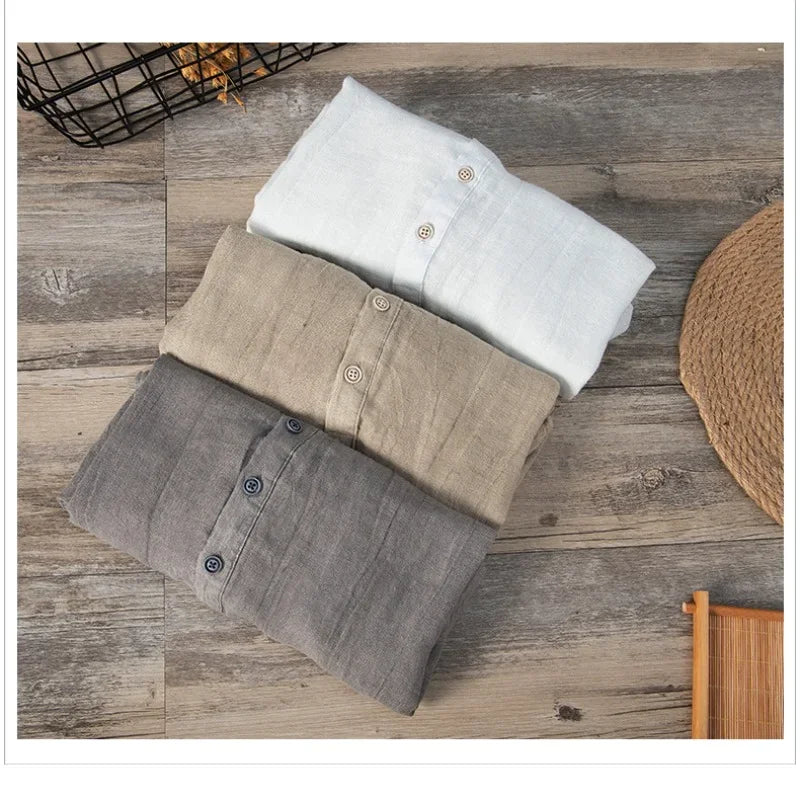Leinenhemd – mit Knöpfen – leicht – Kurzarmhemd – Herrenhemden-Chaps Herrenmode