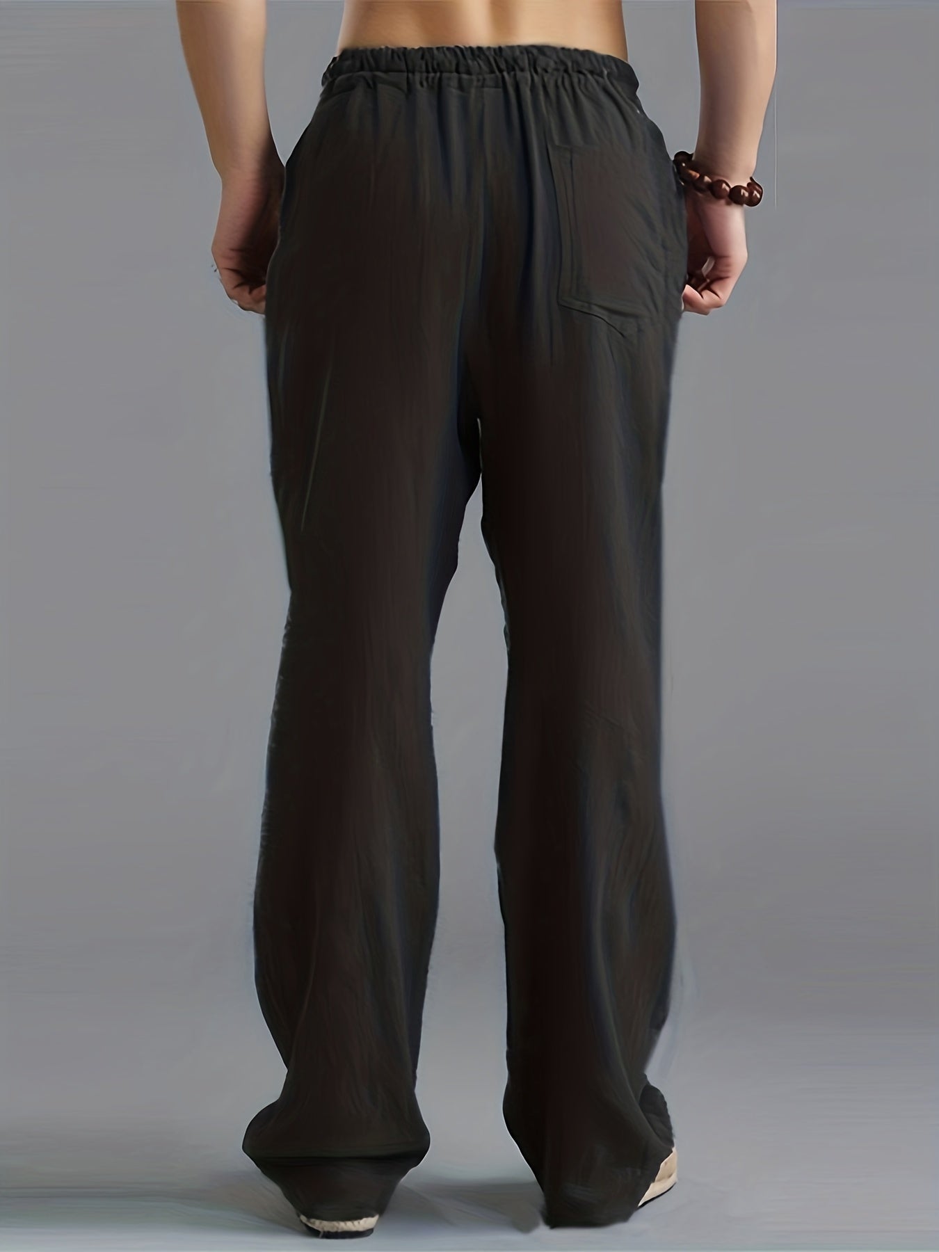 Leinenhose | Elastischer Bund | Kordelzug | Locker sitzende Hose | Herrenhose-Chaps Herrenmode
