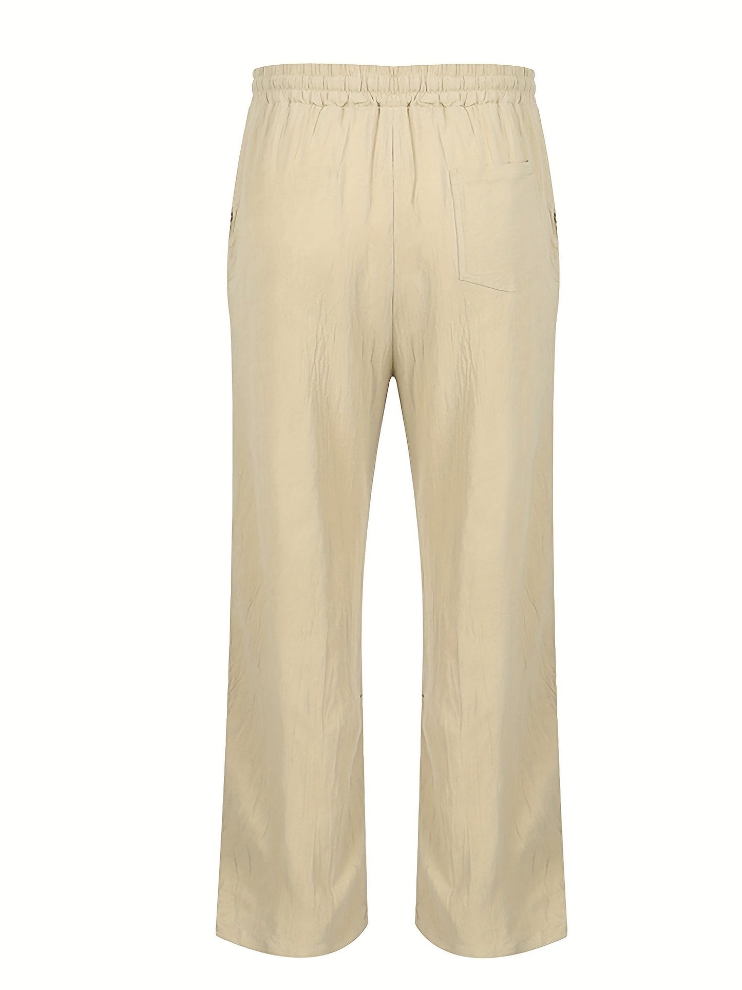 Leinenhose | Elastischer Bund | Kordelzug | Locker sitzende Hose | Herrenhose-Chaps Herrenmode