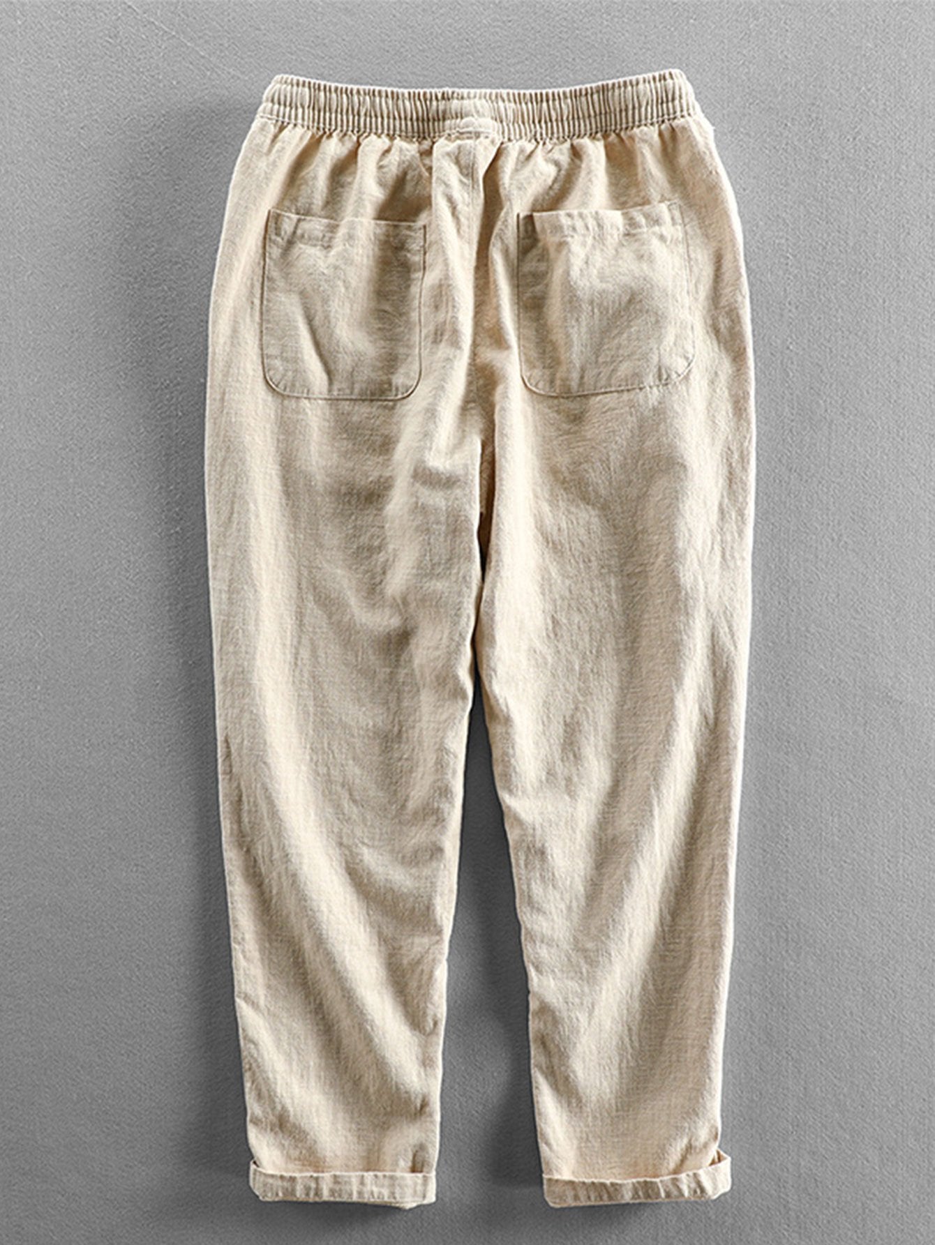 Leinenhose - Herren Casual Elastic Waist Loose Fit Hose-Chaps Herrenmode