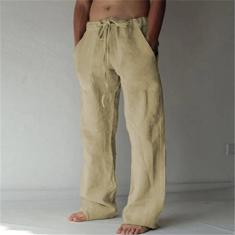 Leinenhose – Locker sitzend – Kordzug – Sommerhose – Herren-Leinenhose-Chaps Herrenmode