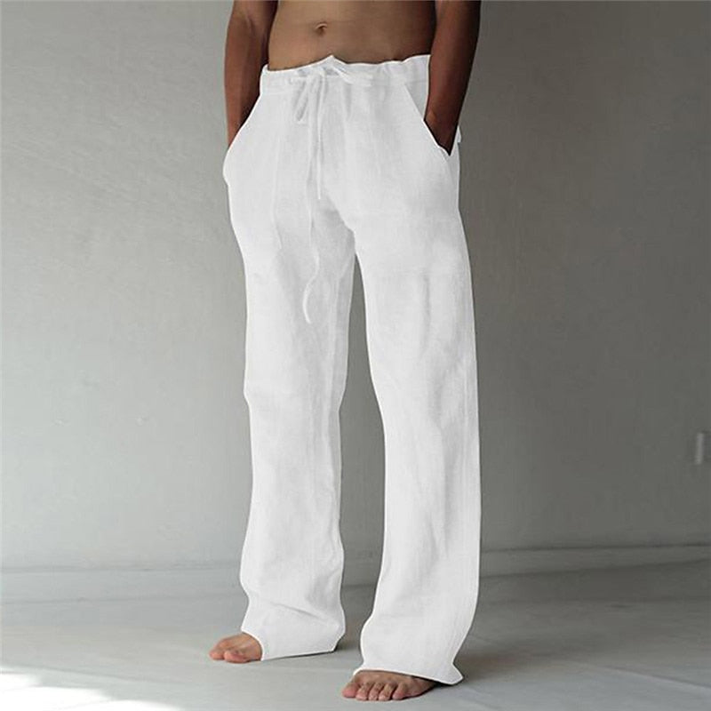 Leinenhose – Locker sitzend – Kordzug – Sommerhose – Herren-Leinenhose-Chaps Herrenmode