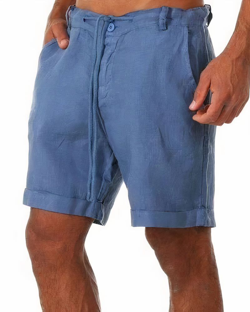 Leinenshorts - Loose Fit - Kordelzug - Shorts für Männer-Blau-S-Chaps Herrenmode