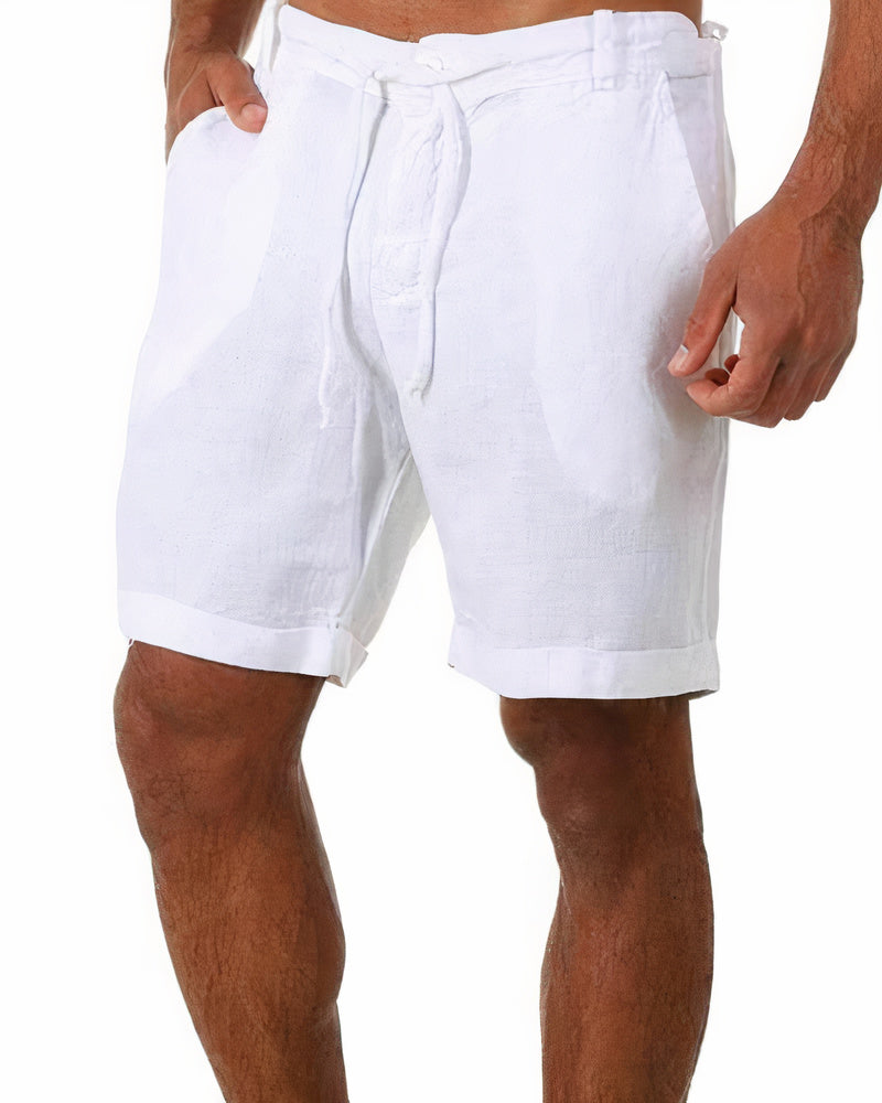 Leinenshorts - Loose Fit - Kordelzug - Shorts für Männer-Weiß-S-Chaps Herrenmode
