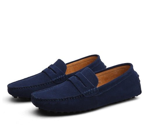 Loafers - Flache Wildleder-Mokassins für Männer im italienischen Stil-Dunkelblau-38-Chaps Herrenmode