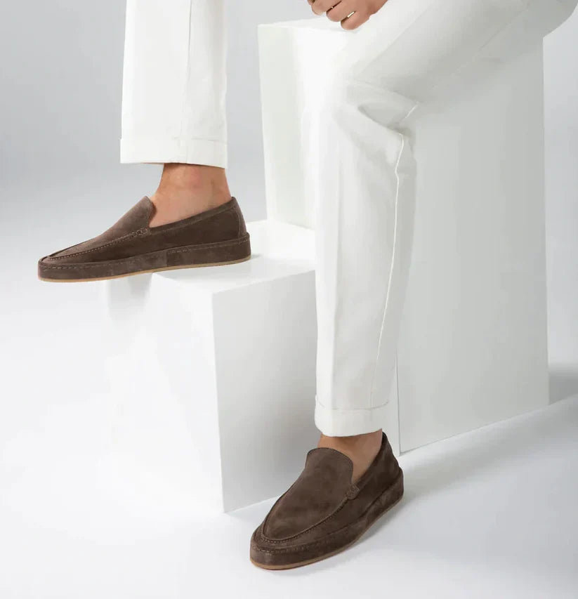 Loafers - Rutschfest - Slipper - Wildleder Loafers - Herren Loafers-Braun-36-Chaps Herrenmode