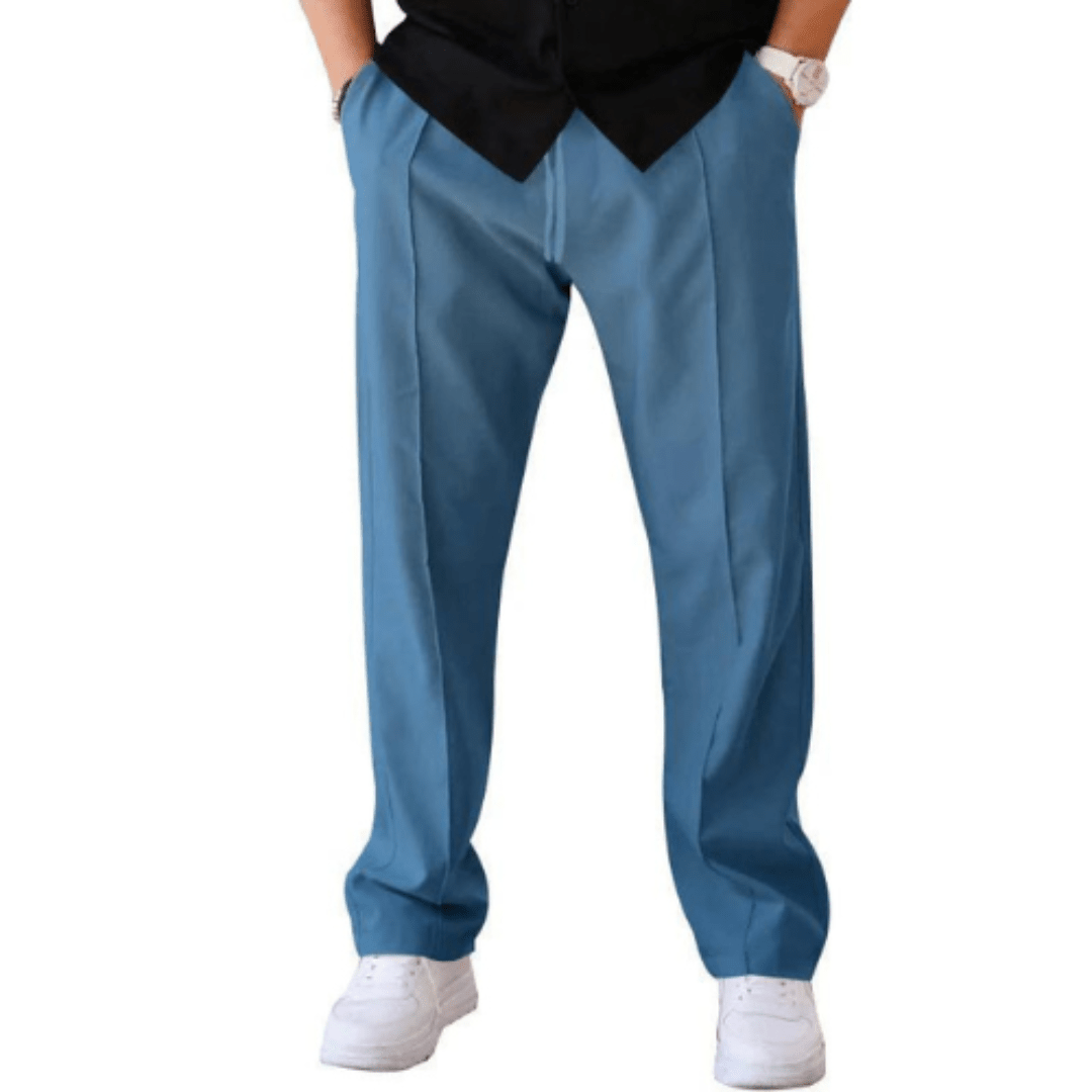 Loose Fit Hose - Casual - Gerades Bein - Sommerhose - Herrenhosen-Blau-S-Chaps Herrenmode