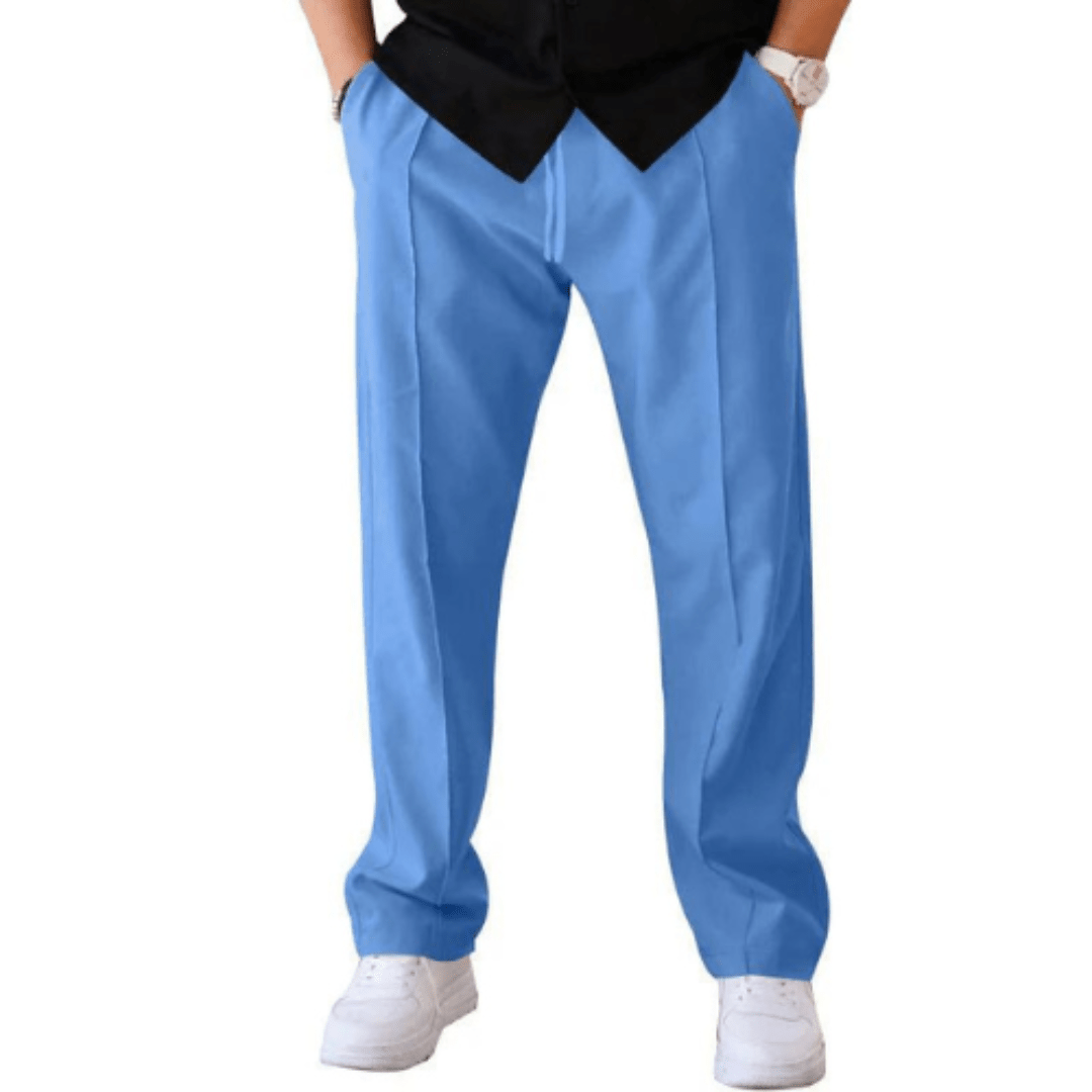 Loose Fit Hose - Casual - Gerades Bein - Sommerhose - Herrenhosen-Hellblau-S-Chaps Herrenmode