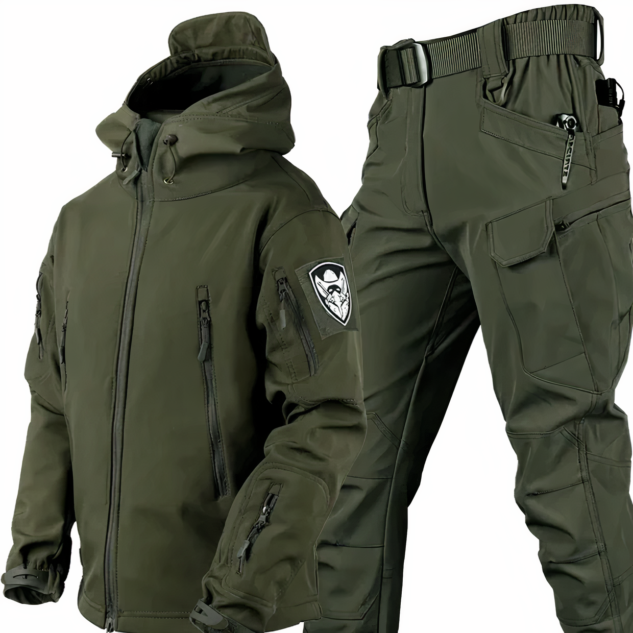 Militär Outfit - Taktische wasserdichte Outdoor Jacke und Hose für Männer-Armeegrün-S-Chaps Herrenmode
