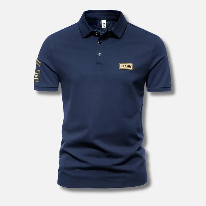 Militärische Herren-Polos für Sommer/Frühjahr-Dunkelblau-S-Chaps Herrenmode