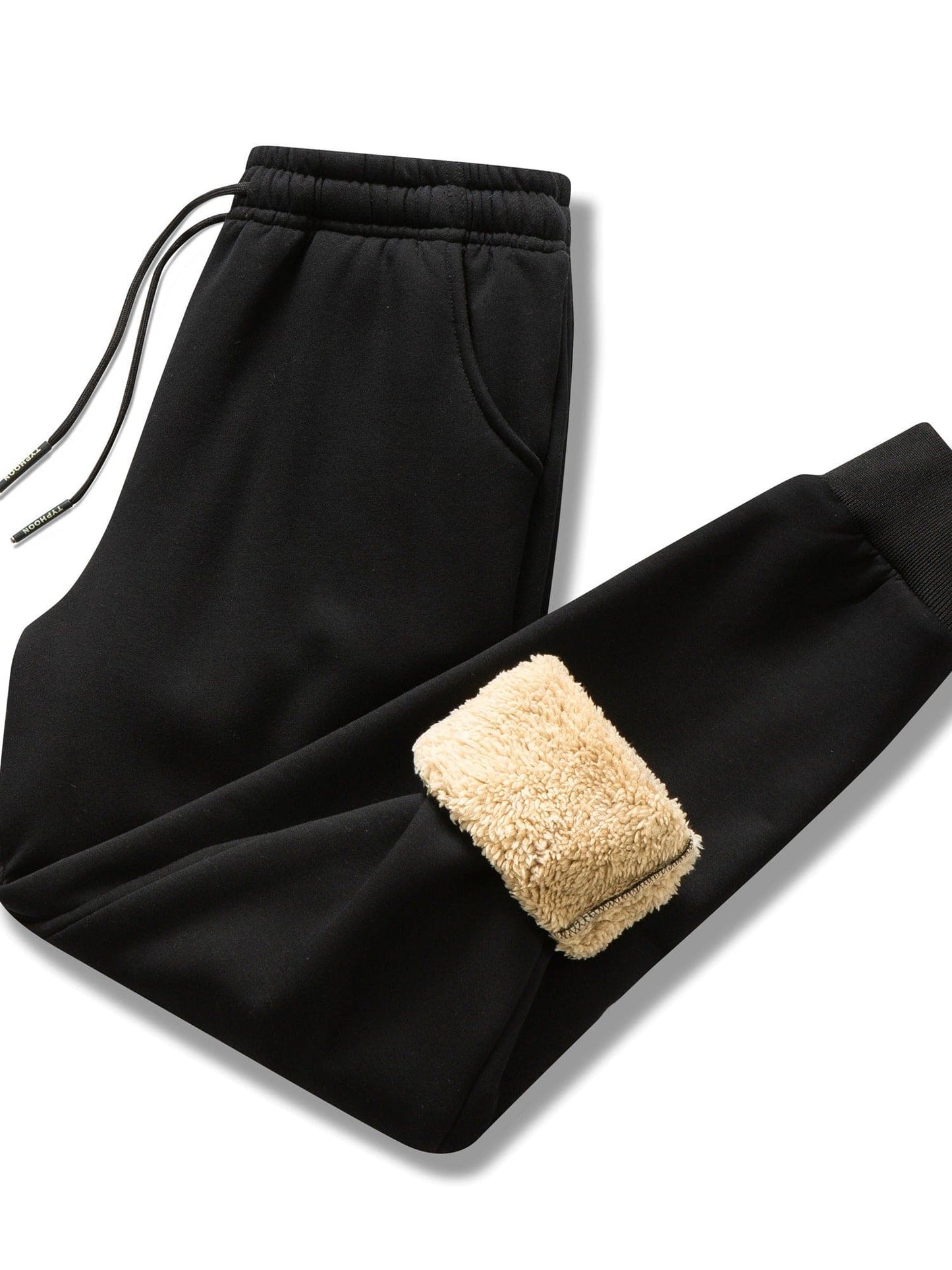 Mit Fleece gefütterte Jogginghose – Warm – Schwarz – Winter-Sweatshirts – Herren-Jogginghose-Schwarz-M-Chaps Herrenmode