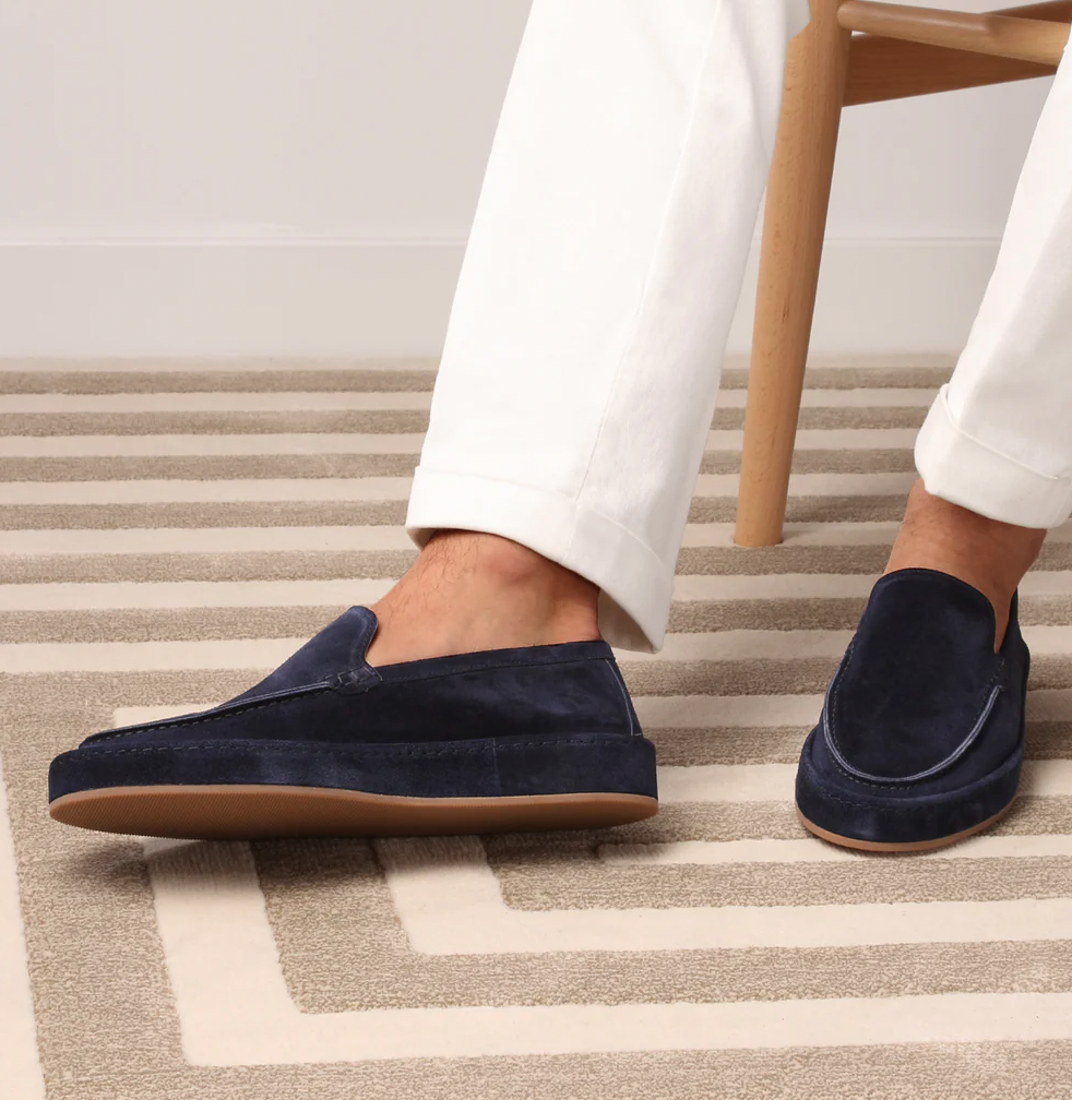 Mokassins - Bequeme flache Slipper für Männer aus Wildleder Loafer Schuhe-Marineblau-38-Chaps Herrenmode