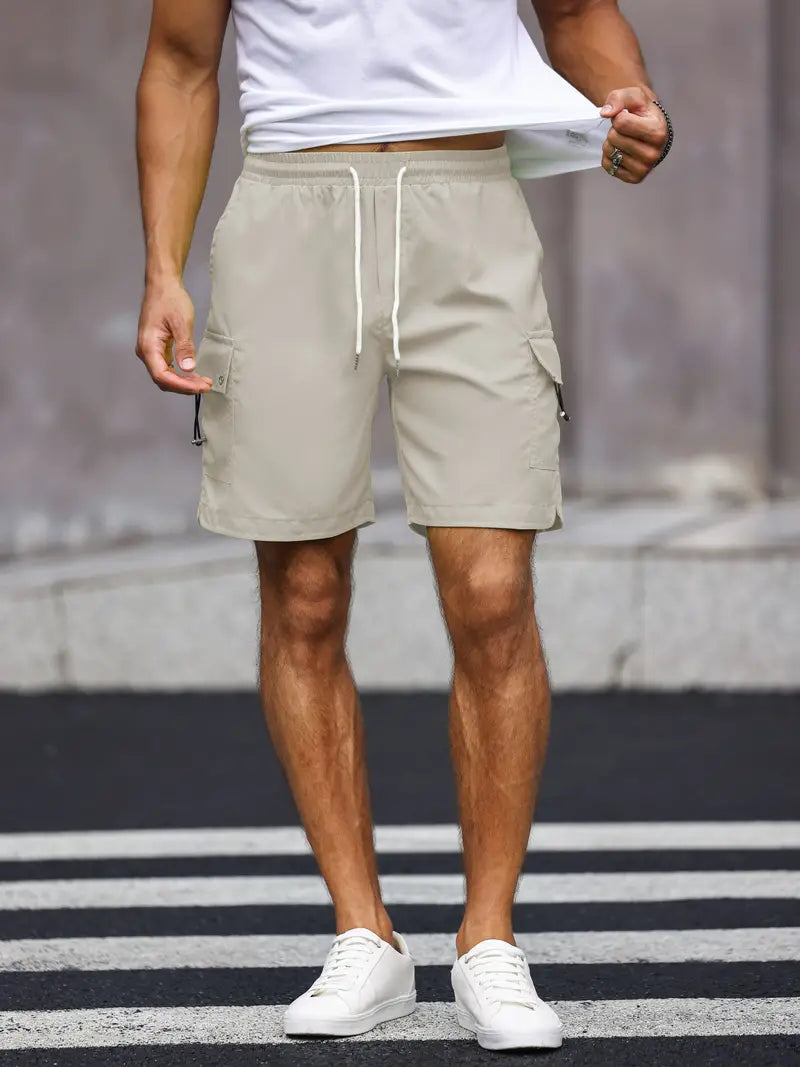 Noam Cargo-Kurzhose | Herren Casual Shorts mit Kordelzug-Elfenbeinweiß-S-Chaps Herrenmode