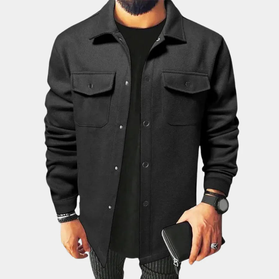 Oberhemd | Button-Up| Langarm | Hemdjacke | Herrenkleidung-Schwarz-M-Chaps Herrenmode