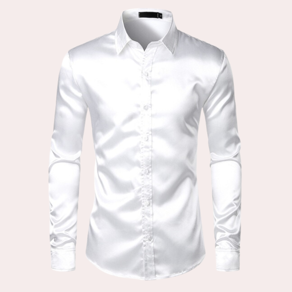 Oberhemd | Glänzend | Slim Fit | Hemd mit Knöpfen | Herrenhemden-Weiß-S-Chaps Herrenmode